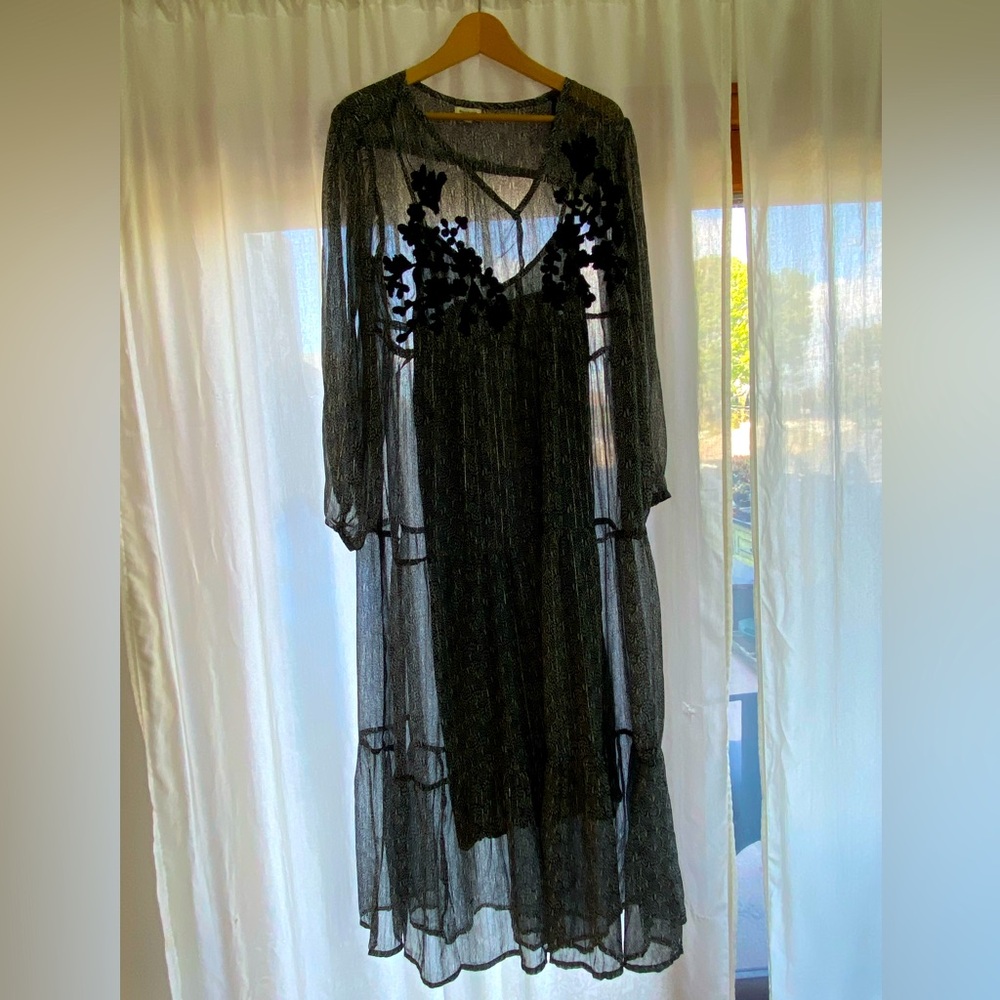 Sheer patterned Dress with Slip